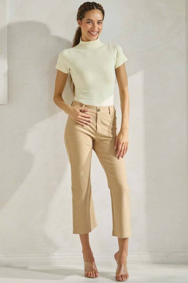 Flared Elegance Cropped Pants - Camel-170 Bottoms-YELETE-Coastal Bloom Boutique, find the trendiest versions of the popular styles and looks Located in Indialantic, FL