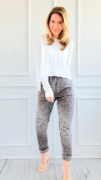 Wish List Animal Print Italian Joggers- Dark Taupe-180 Joggers-Italianissimo-Coastal Bloom Boutique, find the trendiest versions of the popular styles and looks Located in Indialantic, FL