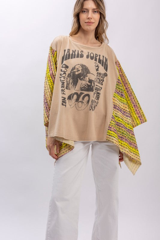 Janis Kantha Poncho Tee-110 Long Sleeve Tops-Blue Velvet-Coastal Bloom Boutique, find the trendiest versions of the popular styles and looks Located in Indialantic, FL