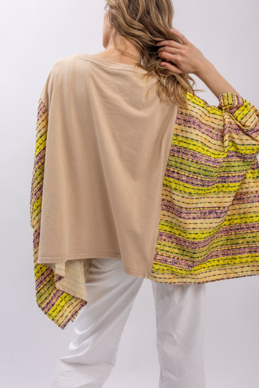 Janis Kantha Poncho Tee-110 Long Sleeve Tops-Blue Velvet-Coastal Bloom Boutique, find the trendiest versions of the popular styles and looks Located in Indialantic, FL