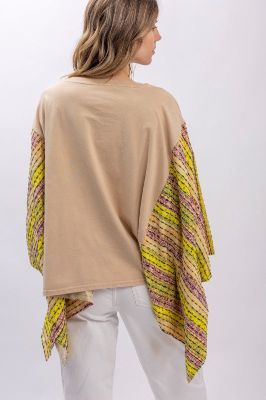 Janis Kantha Poncho Tee-110 Long Sleeve Tops-Blue Velvet-Coastal Bloom Boutique, find the trendiest versions of the popular styles and looks Located in Indialantic, FL