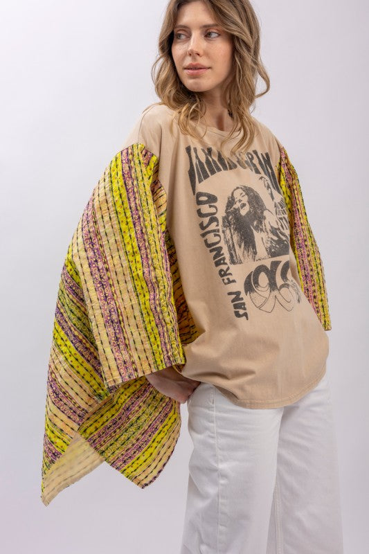 Janis Kantha Poncho Tee-110 Long Sleeve Tops-Blue Velvet-Coastal Bloom Boutique, find the trendiest versions of the popular styles and looks Located in Indialantic, FL