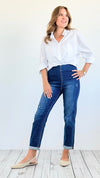 Capri High-Rise Denim Pants - Dark-190 Denim-Risen-Coastal Bloom Boutique, find the trendiest versions of the popular styles and looks Located in Indialantic, FL