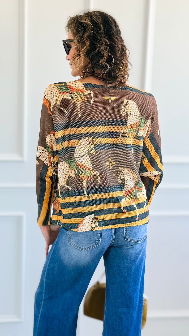 Gallop & Grace Italian St Tropez Knit- Brown-140 Sweaters-SORPRESA-Coastal Bloom Boutique, find the trendiest versions of the popular styles and looks Located in Indialantic, FL