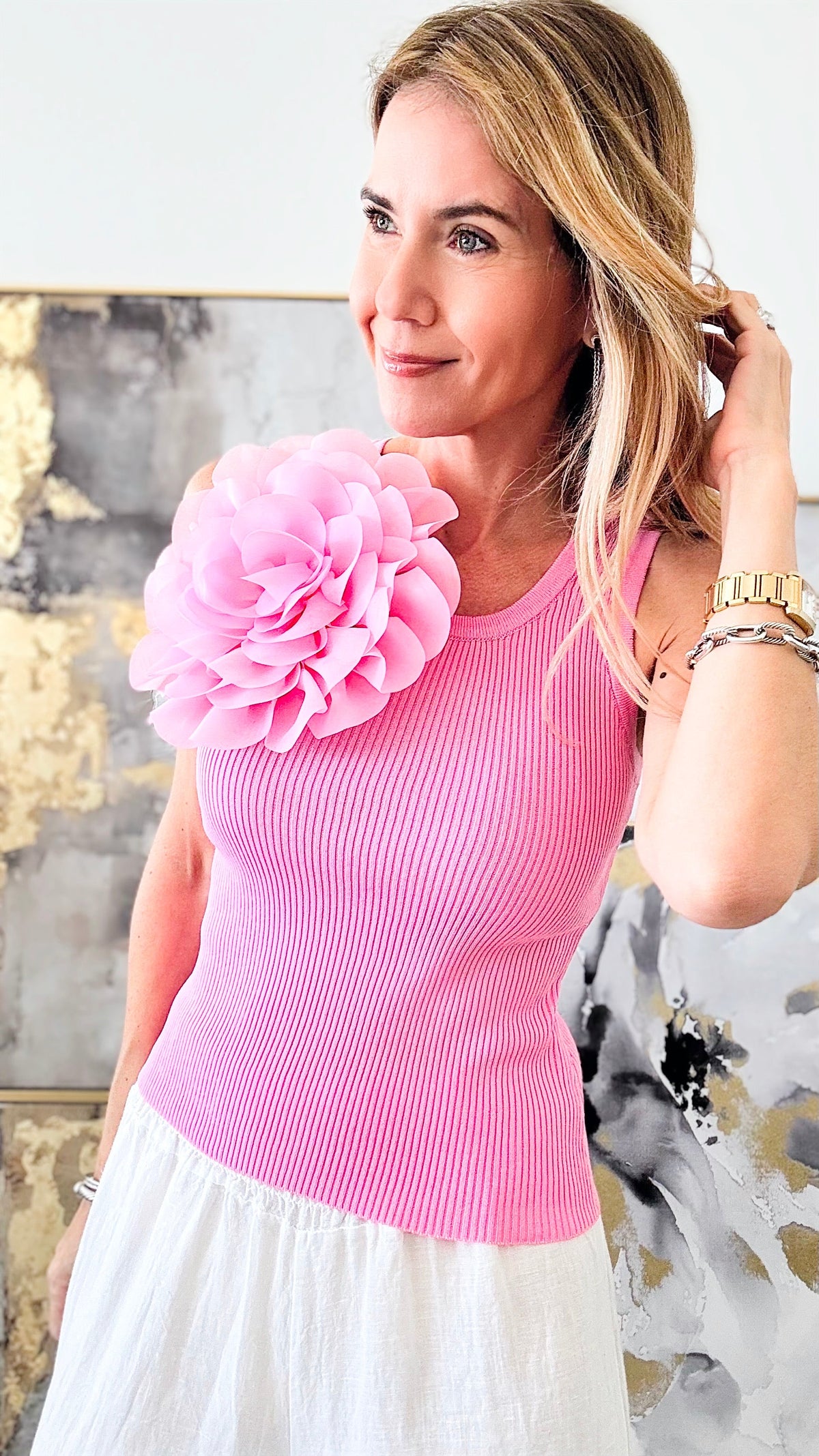 Make A Statement Italian Tank - Pink-100 Sleeveless Tops-Germany-Coastal Bloom Boutique, find the trendiest versions of the popular styles and looks Located in Indialantic, FL