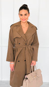 Suede Luxe Italian Long Trench Coat-160 Jackets-KZ SENA-Coastal Bloom Boutique, find the trendiest versions of the popular styles and looks Located in Indialantic, FL