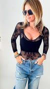 Lace Skin Tight Layering Bodysuit-220 Intimates-YELETE-Coastal Bloom Boutique, find the trendiest versions of the popular styles and looks Located in Indialantic, FL
