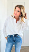 Oversized Buttoned Up Blouse-White-130 Long Sleeve Tops-BucketList-Coastal Bloom Boutique, find the trendiest versions of the popular styles and looks Located in Indialantic, FL