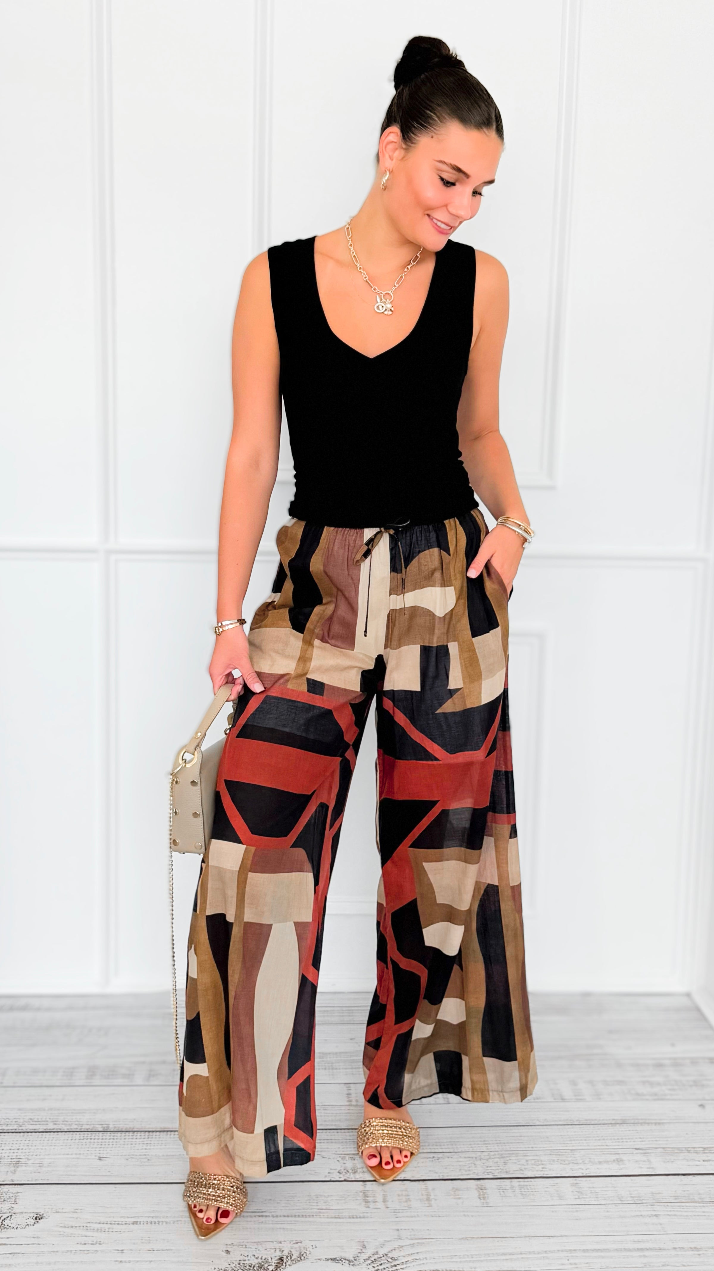 Abstract Trail Italian Pant-100 Pants-BETTER GO-Coastal Bloom Boutique, find the trendiest versions of the popular styles and looks Located in Indialantic, FL