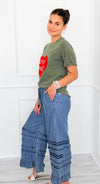 Ruffle Drift Drawcord Tencel Pant-Dk.Denim-100 Pants-EASEL-Coastal Bloom Boutique, find the trendiest versions of the popular styles and looks Located in Indialantic, FL