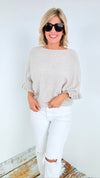 Soft Frills Italian Sweater- Ecru-140 Sweaters-Italianissimo-Coastal Bloom Boutique, find the trendiest versions of the popular styles and looks Located in Indialantic, FL