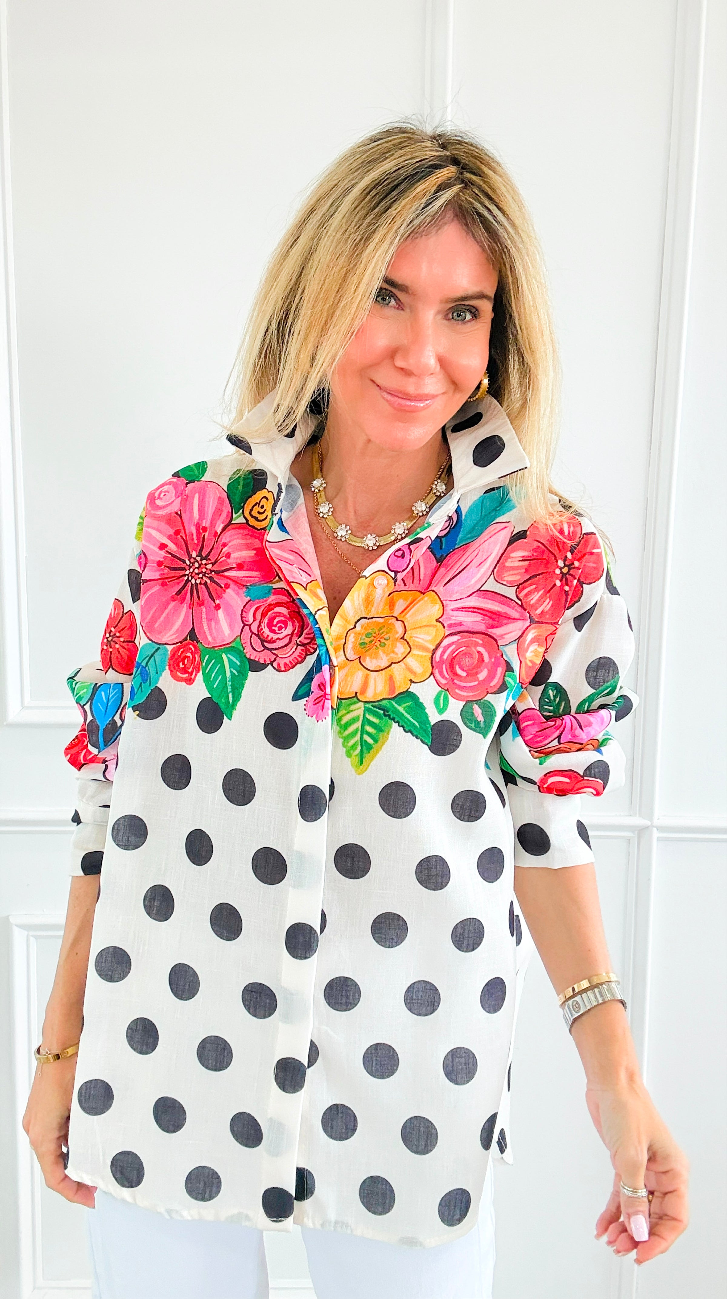 Blossom & Dots Italian Button Top