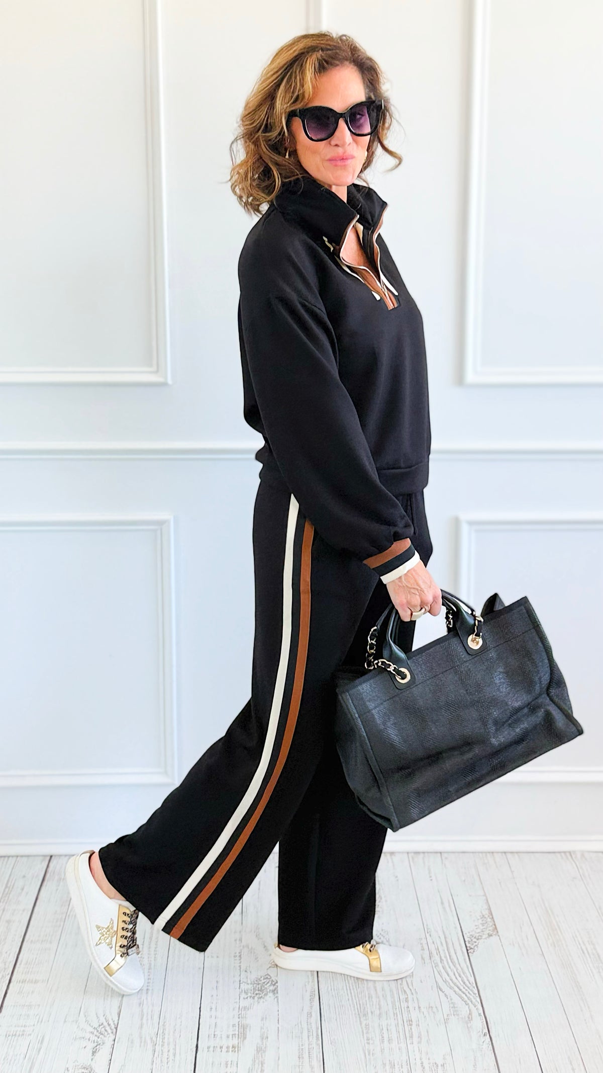 Retro Track Stripe Pant Set-210 Loungewear/Sets-JODIFL-Coastal Bloom Boutique, find the trendiest versions of the popular styles and looks Located in Indialantic, FL