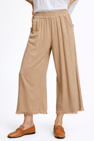 Fringe Escape Wide-Leg Pants - Latte