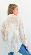 Botanical Breeze Collared Top-130 Long Sleeve Tops-V6-Coastal Bloom Boutique, find the trendiest versions of the popular styles and looks Located in Indialantic, FL