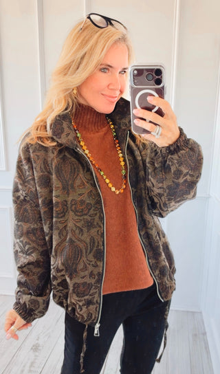 Floral Tapestry Bomber Jacket