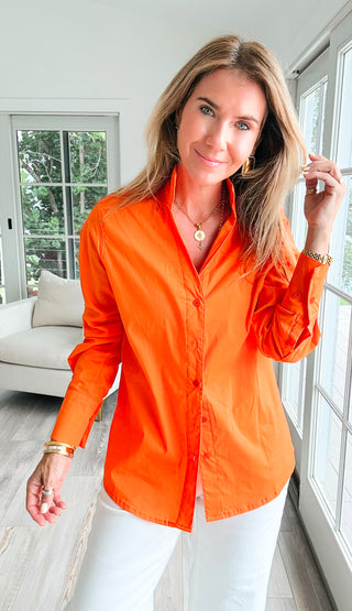 Sutton Italian Button Up Blouse- Orange