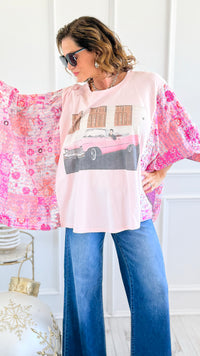 Elvis Kantha Poncho Tee-110 Long Sleeve Tops-Blue Velvet-Coastal Bloom Boutique, find the trendiest versions of the popular styles and looks Located in Indialantic, FL