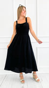 Sweet Riviera Midi Dress - Black-200 Dresses/Jumpsuits/Rompers-Blu Pepper-Coastal Bloom Boutique, find the trendiest versions of the popular styles and looks Located in Indialantic, FL