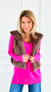 Winter Whisper Faux Fur Vest- Chocolate-160 Jackets-IRIS-Coastal Bloom Boutique, find the trendiest versions of the popular styles and looks Located in Indialantic, FL