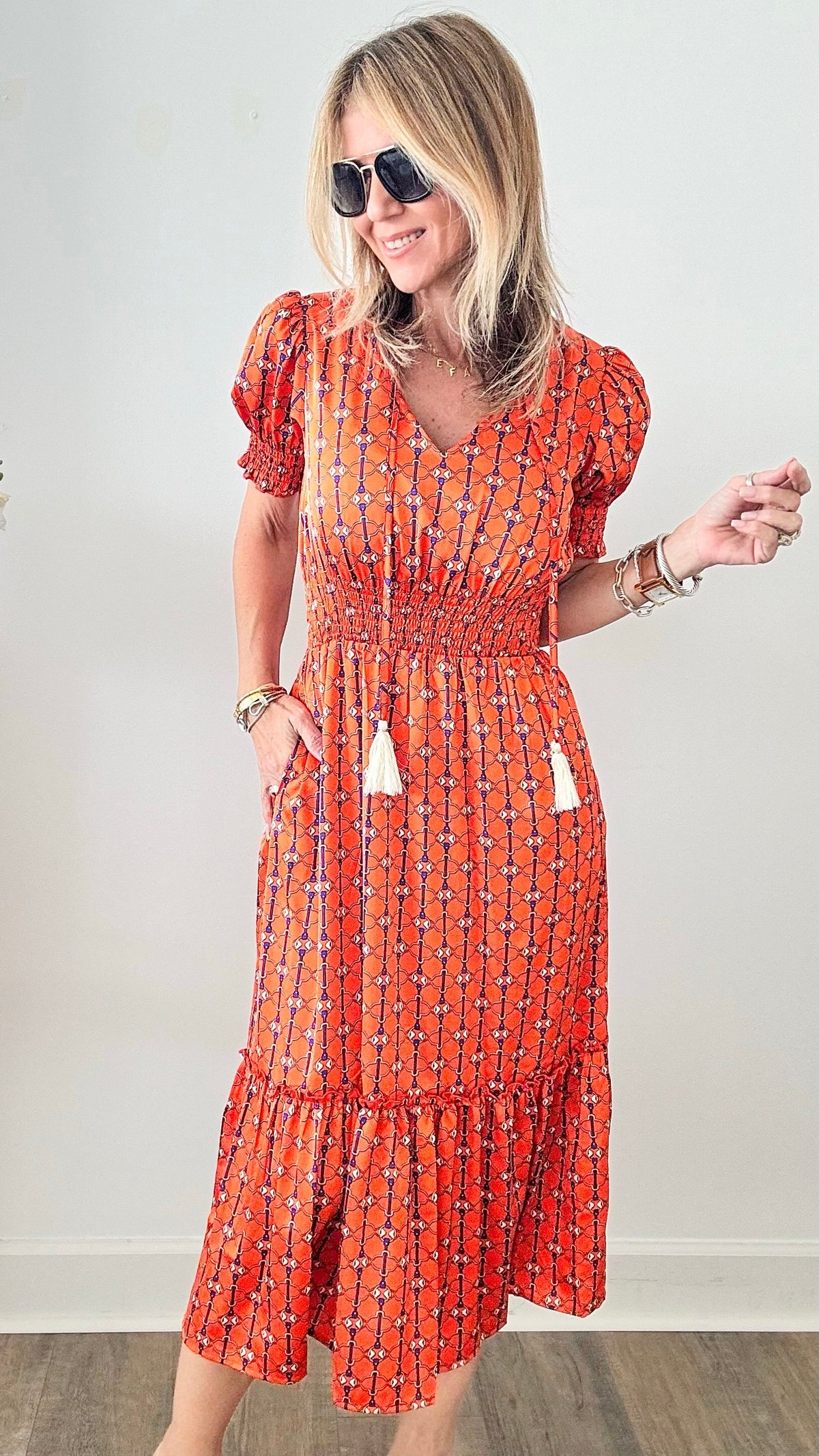 Chain Reaction Smocked Maxi Dress-200 dresses/jumpsuits/rompers-THML-Coastal Bloom Boutique, find the trendiest versions of the popular styles and looks Located in Indialantic, FL