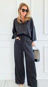Slow Mornings Set - Black-210 Loungewear/Sets-Jodifl-Coastal Bloom Boutique, find the trendiest versions of the popular styles and looks Located in Indialantic, FL