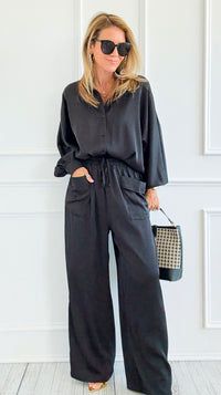 Slow Mornings Set - Black-210 Loungewear/Sets-Jodifl-Coastal Bloom Boutique, find the trendiest versions of the popular styles and looks Located in Indialantic, FL