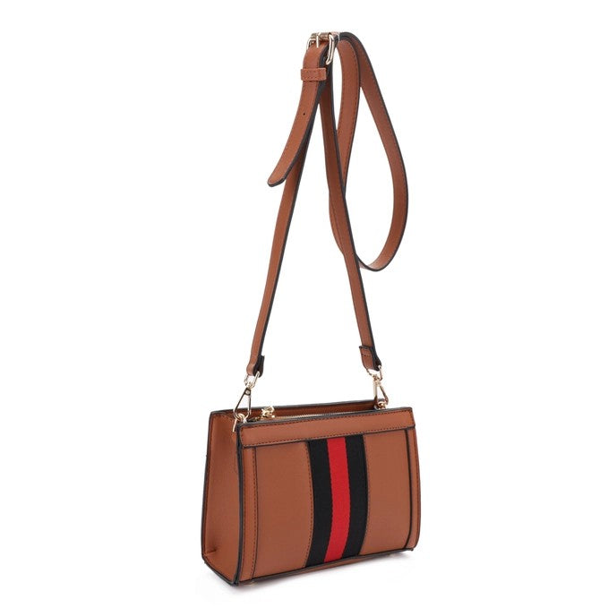 The Stripe Luxe Crossbody - Brown-240 Bags-Isabelle Handbags-Coastal Bloom Boutique, find the trendiest versions of the popular styles and looks Located in Indialantic, FL