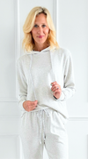 Sequin Drawstring Relaxed Hoodie - Heather-110 Long Sleeve Tops-Ariella-Coastal Bloom Boutique, find the trendiest versions of the popular styles and looks Located in Indialantic, FL