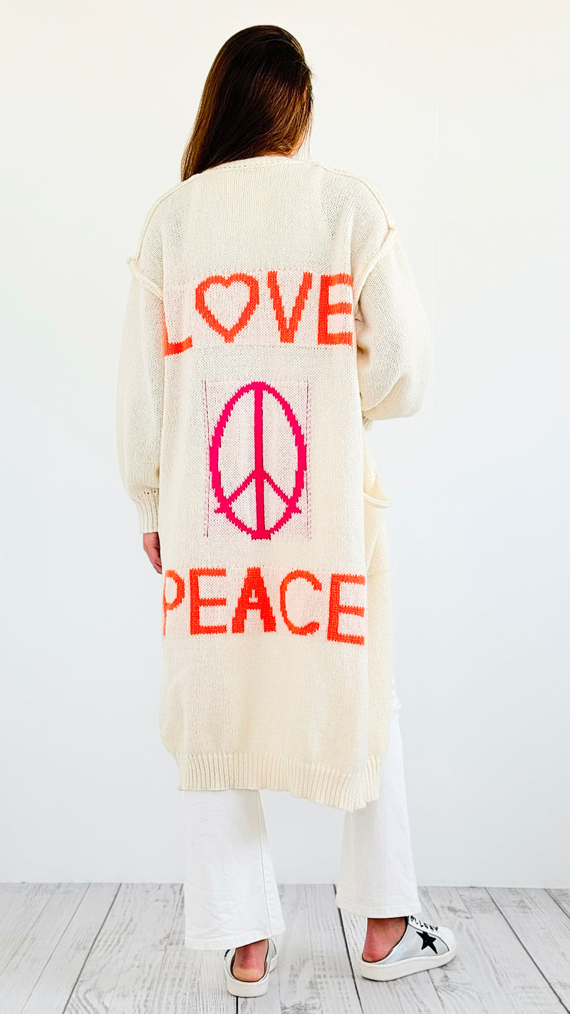 Love & Peace Long Cardigan-160 Jackets-Avectoi-Coastal Bloom Boutique, find the trendiest versions of the popular styles and looks Located in Indialantic, FL