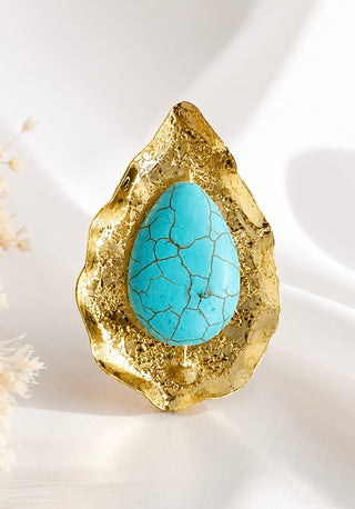 Leaf Turquoise Stone Teardrop Ring