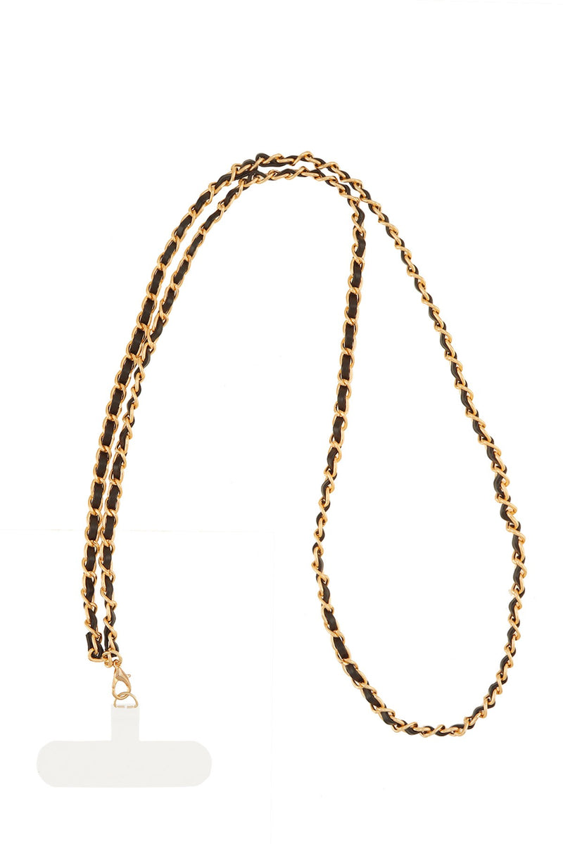 Twist & Tangle Phone Chain - Black/Gold-230 Jewelry-ICCO ACCESSORIES-Coastal Bloom Boutique, find the trendiest versions of the popular styles and looks Located in Indialantic, FL