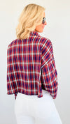 Plaid Buttoned Down Top-130 Long Sleeve Tops-Rousseau-Coastal Bloom Boutique, find the trendiest versions of the popular styles and looks Located in Indialantic, FL