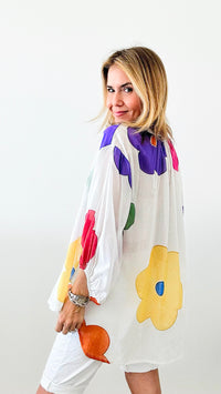 Playful Posy Italian Blouse-170 Bottoms-Italianissimo-Coastal Bloom Boutique, find the trendiest versions of the popular styles and looks Located in Indialantic, FL