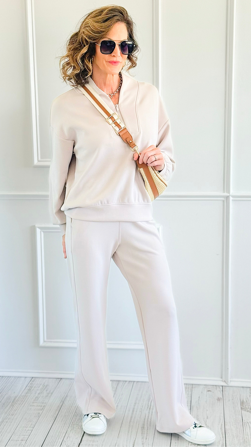 Scuba Luxe Zip Top & Pant Set-Mocha Cream-210 Loungewear/Sets-RAE MODE-Coastal Bloom Boutique, find the trendiest versions of the popular styles and looks Located in Indialantic, FL