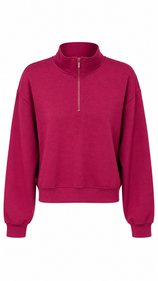 Chic Quarter-Zip Sweatshirt - Cabernet