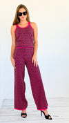 Bold Greek Knit Set- Fuchsia-210 Loungewear/Sets-Chasing Bandits-Coastal Bloom Boutique, find the trendiest versions of the popular styles and looks Located in Indialantic, FL