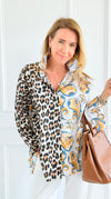 Spotted & Paisley Italian Button Top-110 Long Sleeve Tops-TATTOO Z-Coastal Bloom Boutique, find the trendiest versions of the popular styles and looks Located in Indialantic, FL