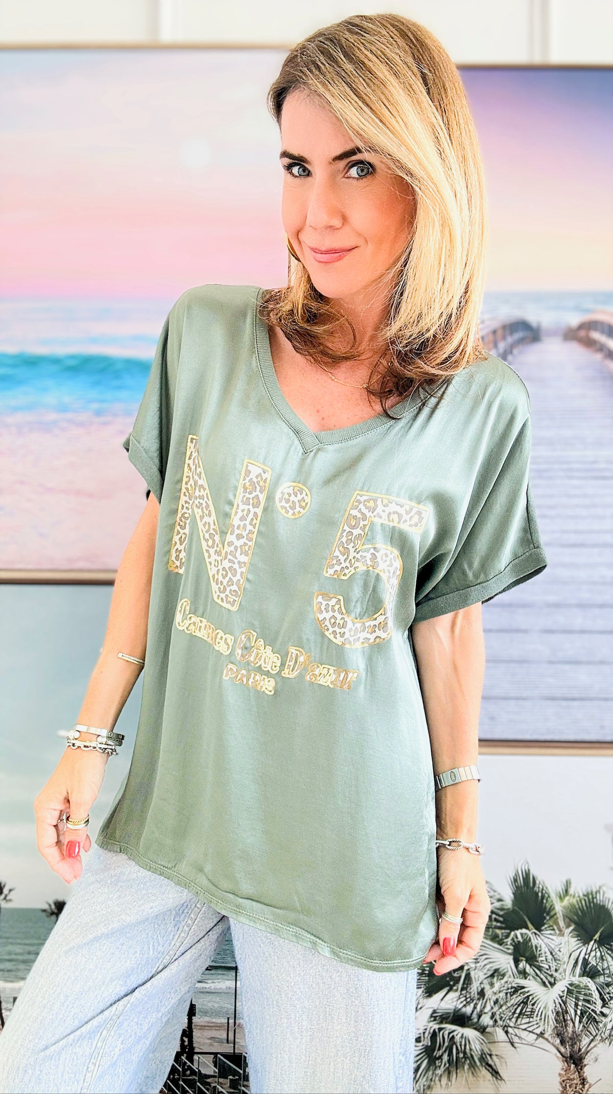Wild Shine Luxe Italian Top - Olive-110 Short Sleeve Tops-Italianissimo-Coastal Bloom Boutique, find the trendiest versions of the popular styles and looks Located in Indialantic, FL