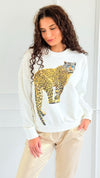 Golden Safari Sequin Sweatshirt-110 Long Sleeve Tops-Blue Velvet-Coastal Bloom Boutique, find the trendiest versions of the popular styles and looks Located in Indialantic, FL