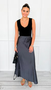 Isabella Italian Skirt- Charcoal-170 Bottoms-SEE YOU IN ROME-Coastal Bloom Boutique, find the trendiest versions of the popular styles and looks Located in Indialantic, FL