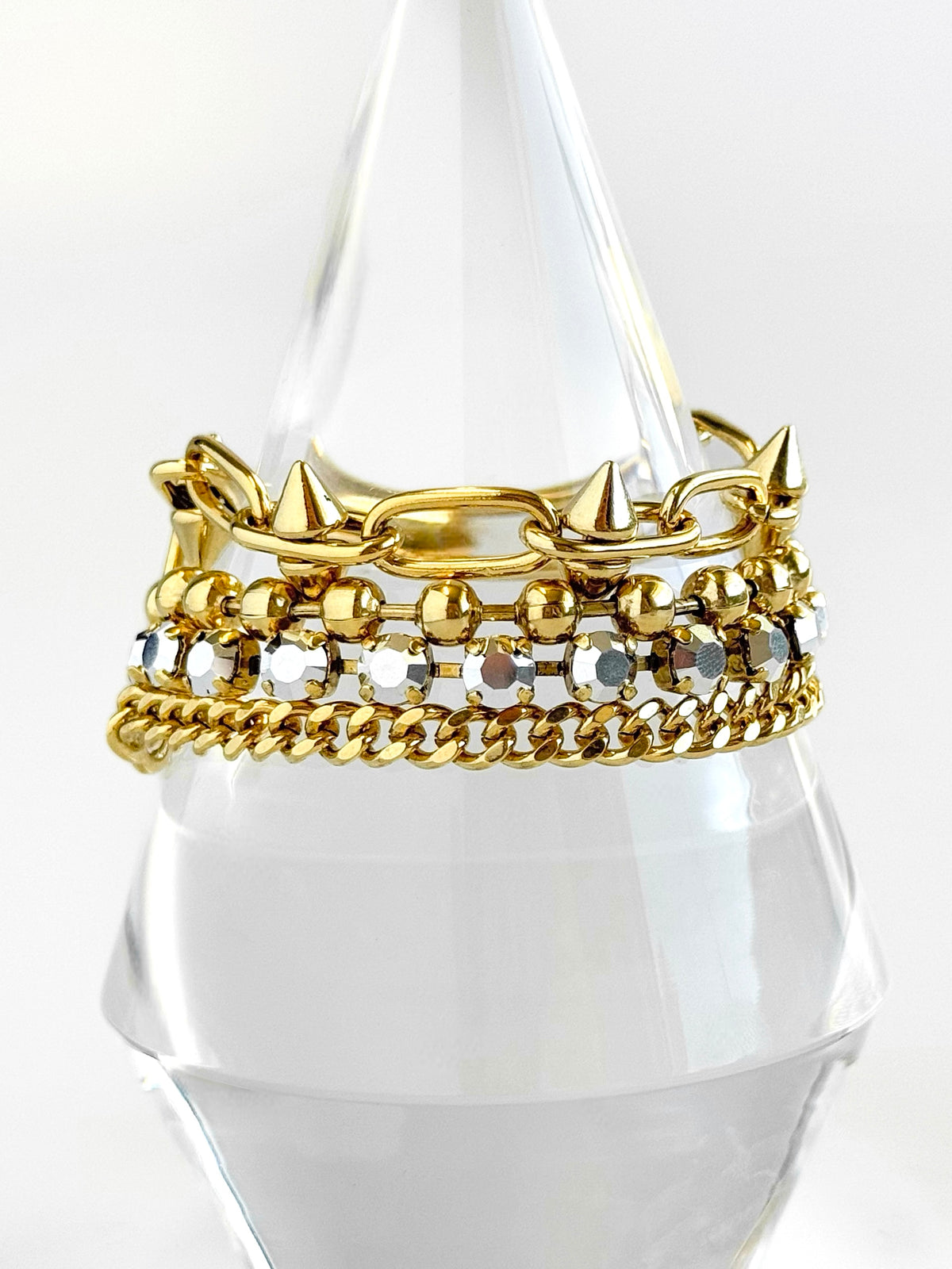Mixed Message Spike Bracelet-230 Jewelry-TOVA-Coastal Bloom Boutique, find the trendiest versions of the popular styles and looks Located in Indialantic, FL