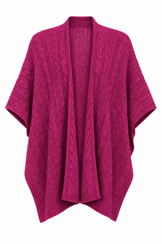 Twist Front Poncho - Magenta