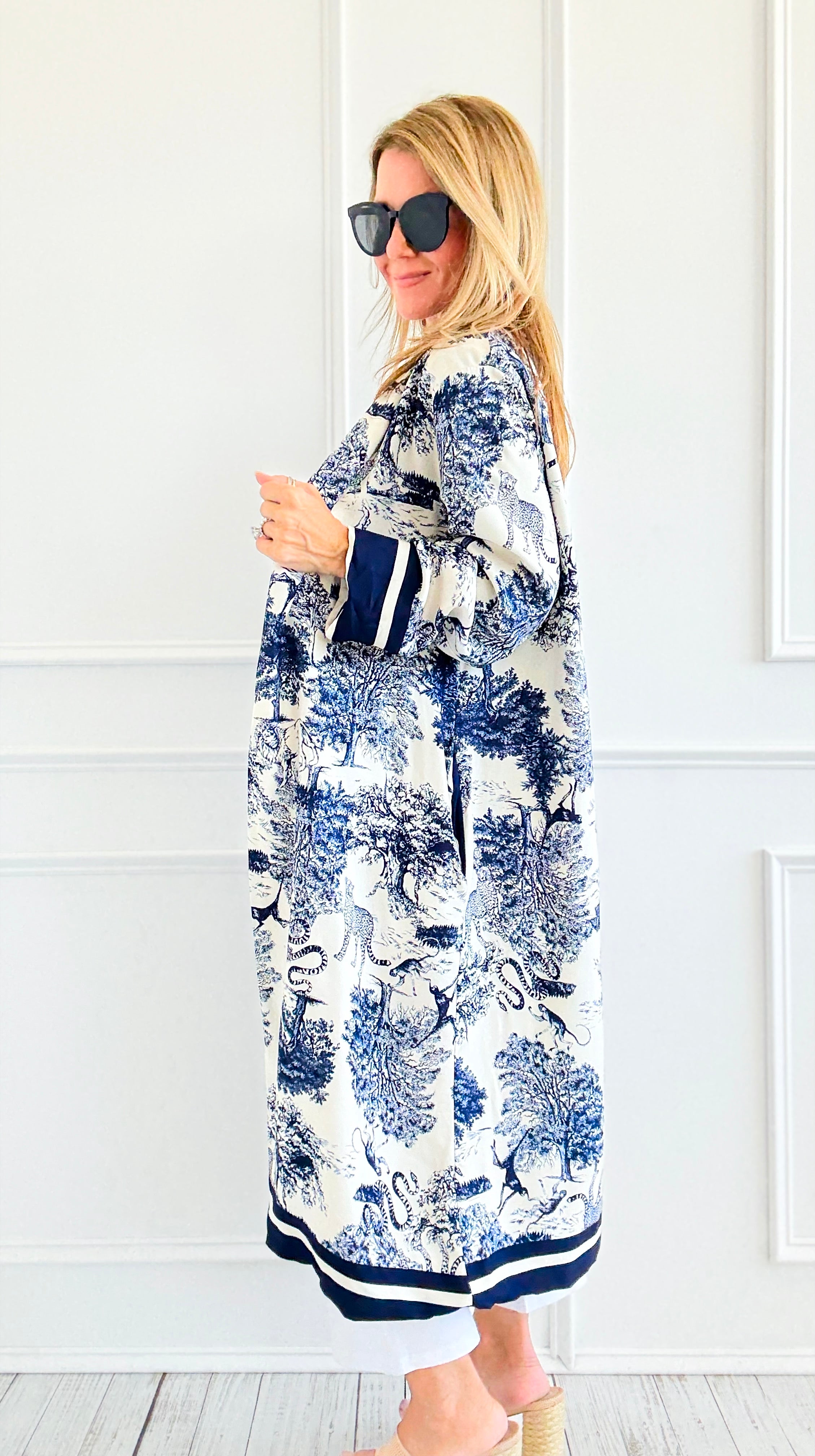 Adorable Italian Long Jacket- Navy-160 Jackets-K2-Coastal Bloom Boutique, find the trendiest versions of the popular styles and looks Located in Indialantic, FL