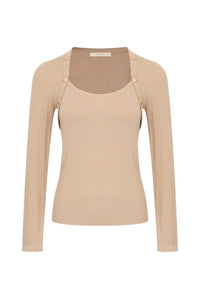 Command Attention Ribbed Top - Beige-130 Long Sleeve Tops-rivir-Coastal Bloom Boutique, find the trendiest versions of the popular styles and looks Located in Indialantic, FL