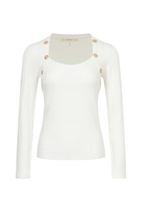 Command Attention Ribbed Top - White-130 Long Sleeve Tops-rivir-Coastal Bloom Boutique, find the trendiest versions of the popular styles and looks Located in Indialantic, FL