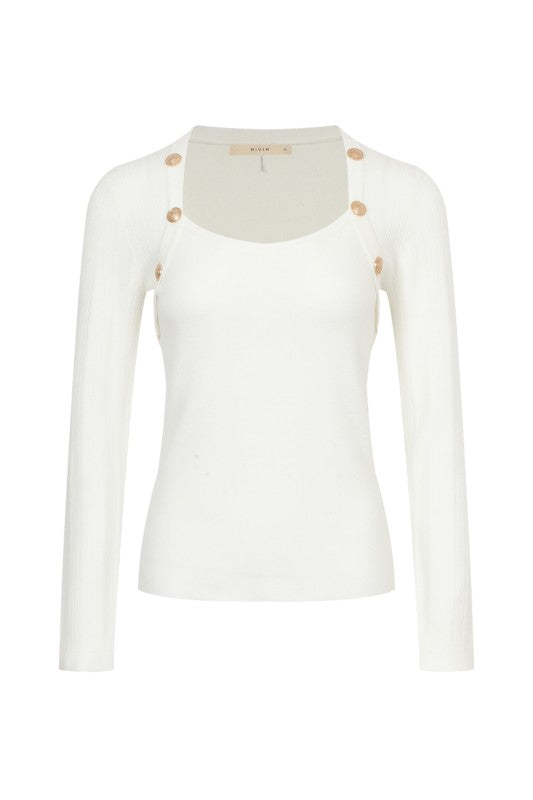 Command Attention Ribbed Top - White-130 Long Sleeve Tops-rivir-Coastal Bloom Boutique, find the trendiest versions of the popular styles and looks Located in Indialantic, FL