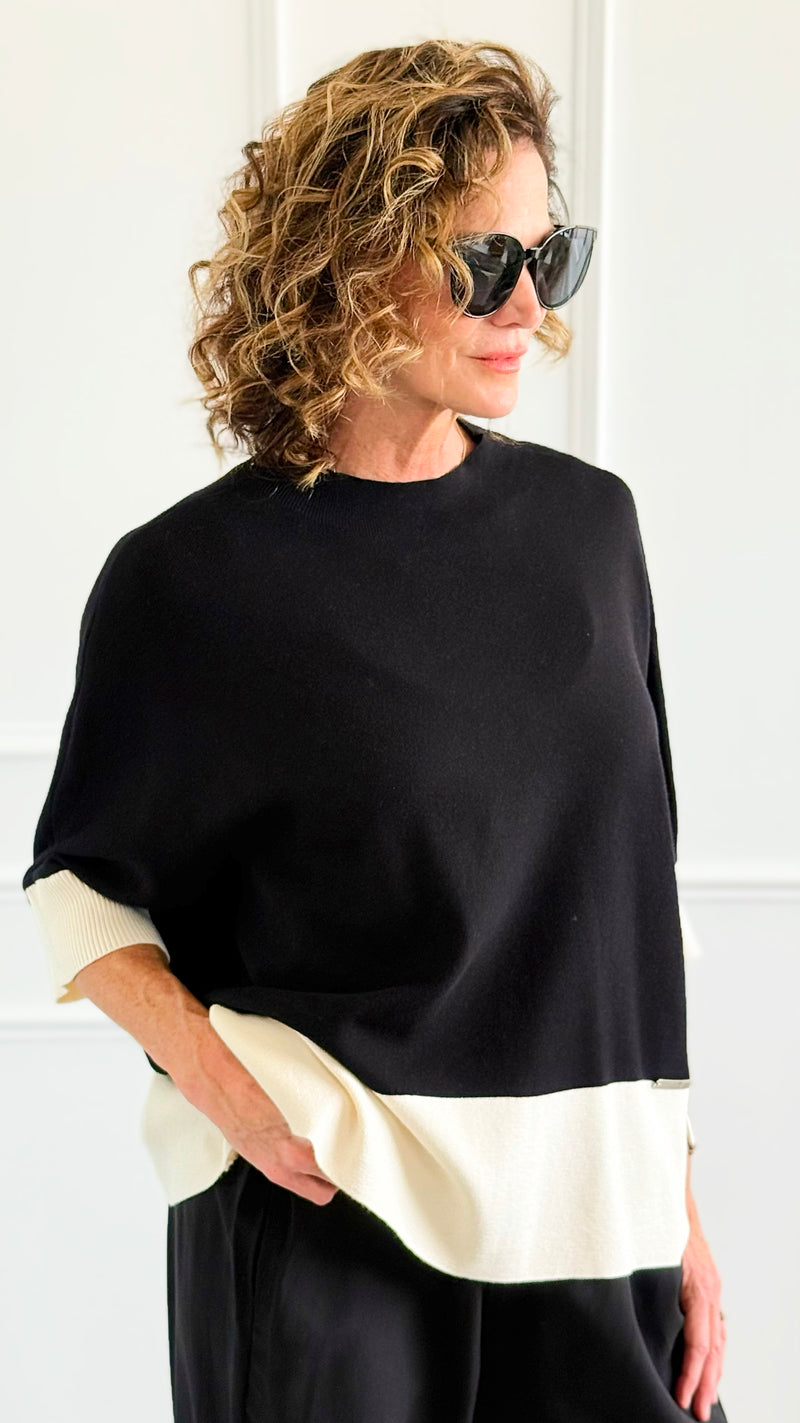 Color-Blocked Poncho Sleeve Sweater-140 Sweaters-Z STUDIO-Coastal Bloom Boutique, find the trendiest versions of the popular styles and looks Located in Indialantic, FL