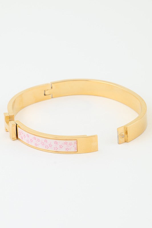 Garden Bloom Hinged Bracelet - Pink-230 Jewelry-H&D-Coastal Bloom Boutique, find the trendiest versions of the popular styles and looks Located in Indialantic, FL