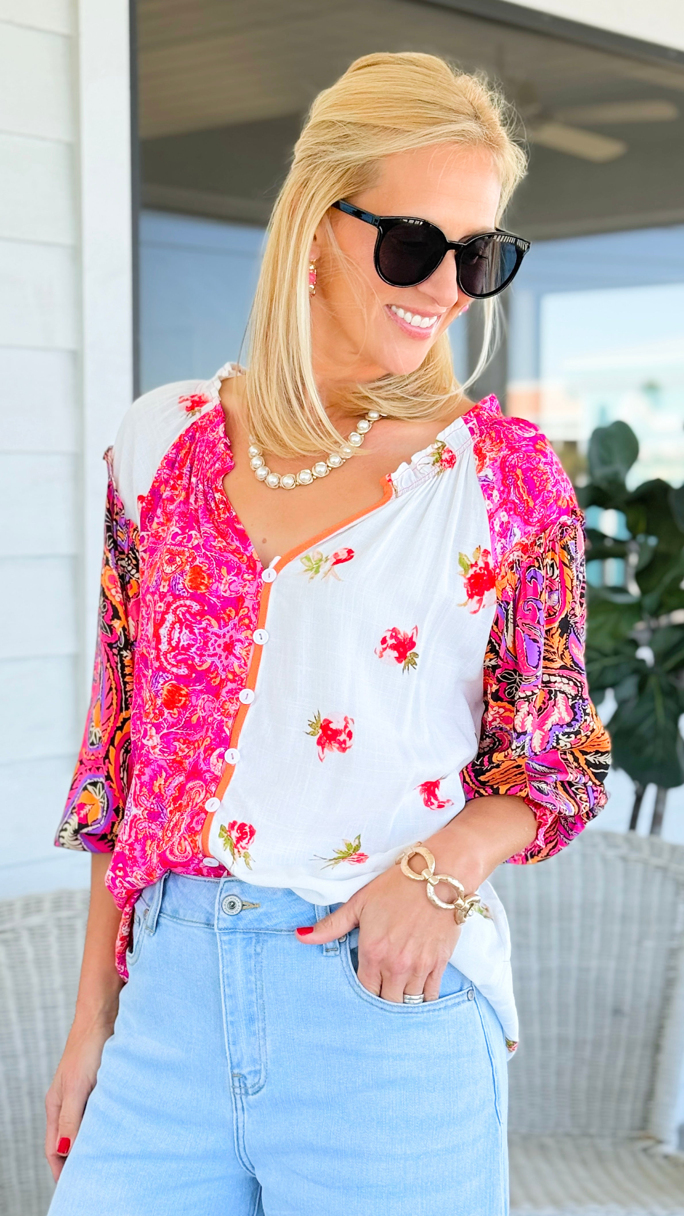 Patchwork Romance Button Down Top